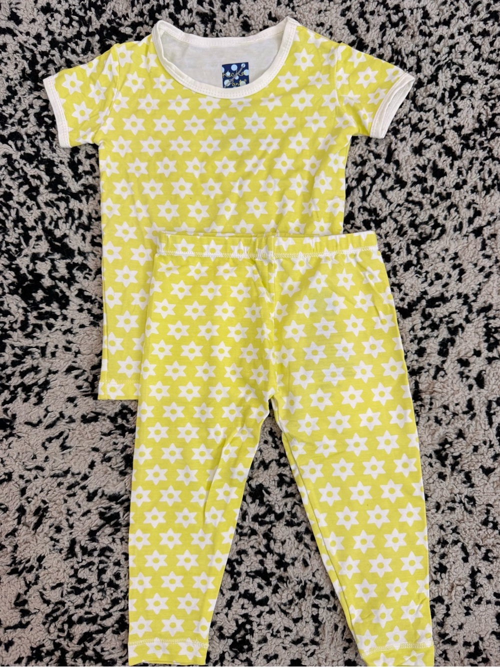 Kickee Lime Blossom Stellini Pajama Short Sleeve Top & Pants
